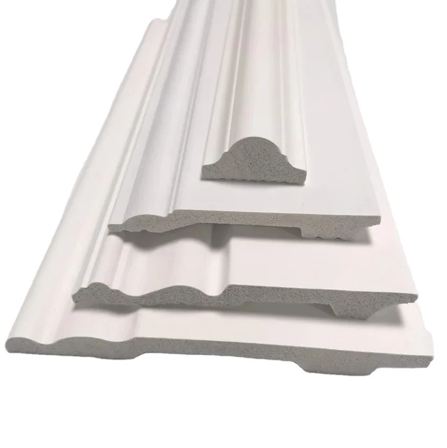 White Color with Golden&Star Pattern PS Skirting Decoration Cornice Board Base Board PS Skirting