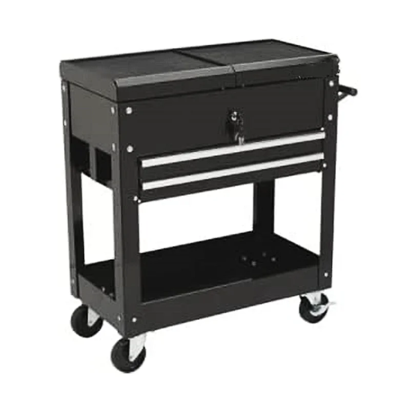 Gtypro Tool Cart Black 2 Shelf Steel Service Utility Cart 2 Level Heavy