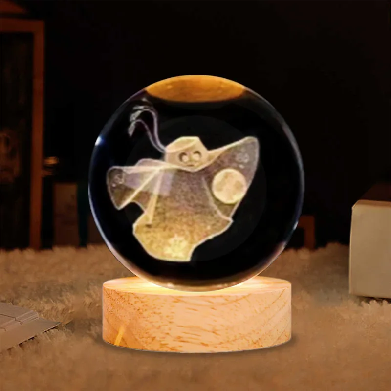 3d Art Crystal Ball Night Lamp Luminous Crystal Ball Decoration Solar System Led Night Lights