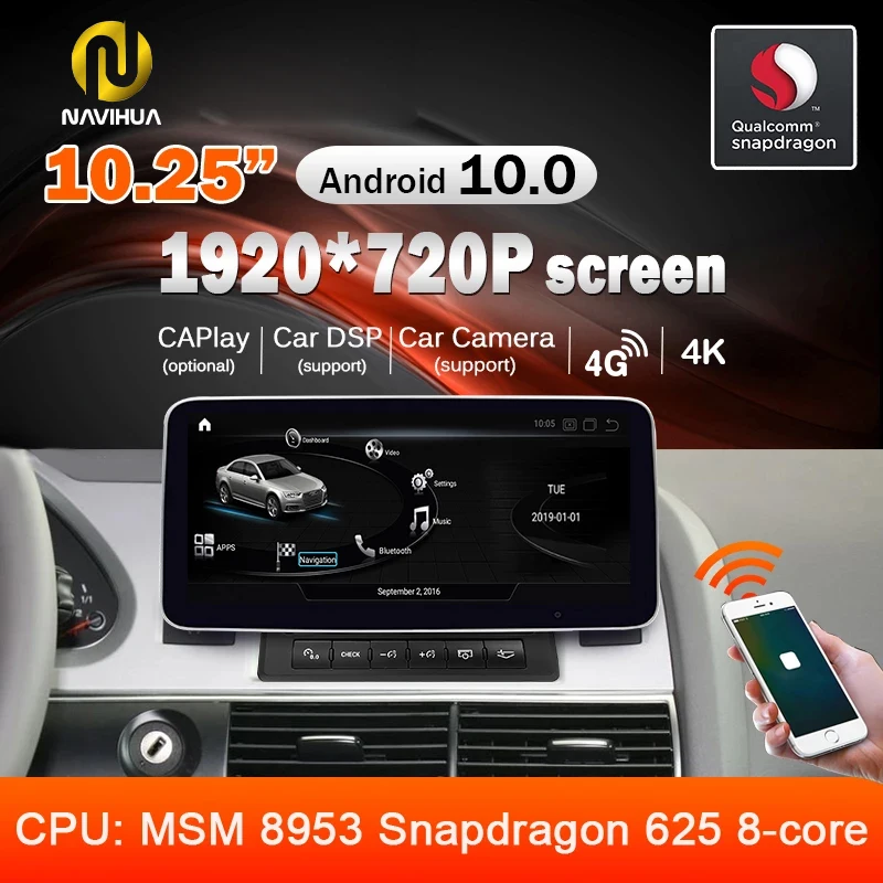 Navihua Android 10.25 Inch GPS Navigation for Audi A6 2005-2011
