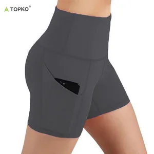 TOPKO High Quality Wholesale Custom Design Pocket Tights Running Woman Skinny Fitness Yoga Shorts