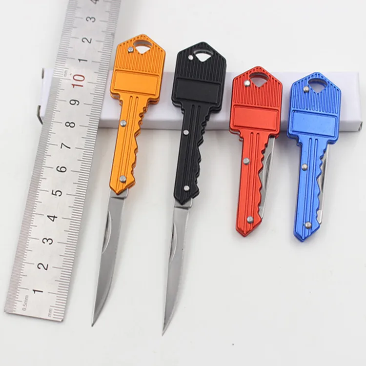 Hot Sale Protable Stainless Steel Colorful Plush ball Mini Key Knife Pocket Tool Folding Personal Security
