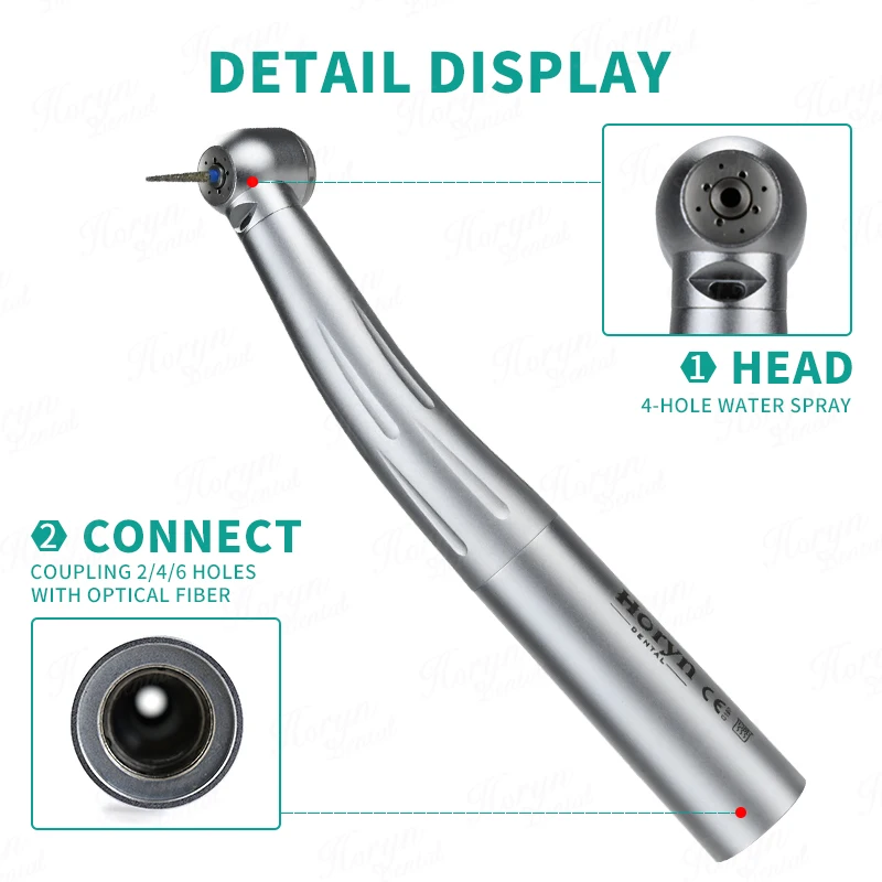 Dental LED E-generator Fiber Optic High Speed Turbine Handpiece 4 Hole