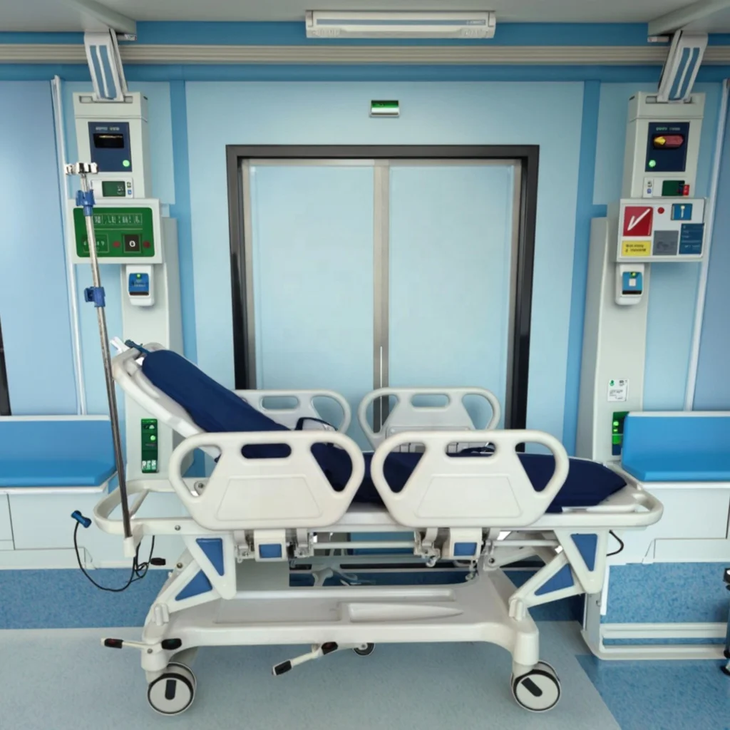 Hospital Furniture Metal Healthcare Transfer Trolley Infusion 70 Adjustable Back Rest Central Braking System for School Use 2