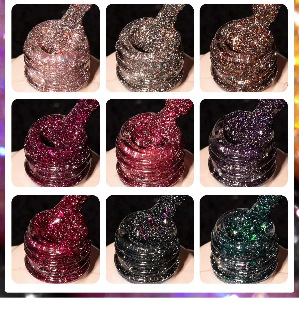 OEM Wholesale Nail Supplies Disco Crushed Shinny Bling Diamond Gel Nail Polish Fluorescent Powder Glitter Gel Polish supplier