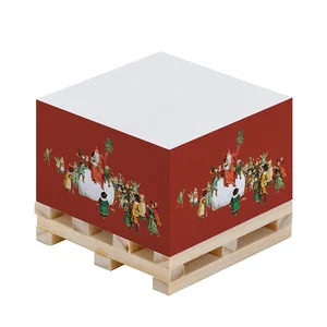 Promotional Customized Paper Adhesive Memo Pads Blocks Square Cubes  3x3 Inches Wooden Pallet Sticky Notes Cube