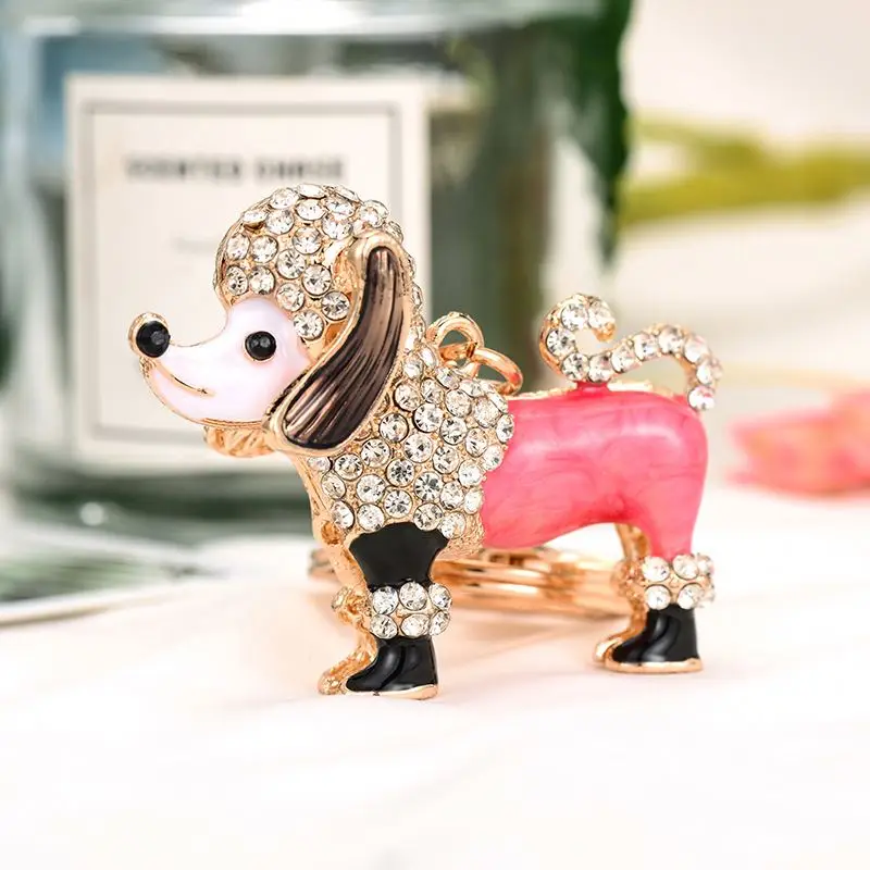 BONSNY Enamel Dachshund Dog Keychain - Heart Rhinestone Charm For Keys, Purse, Or Bag Gift - View #12