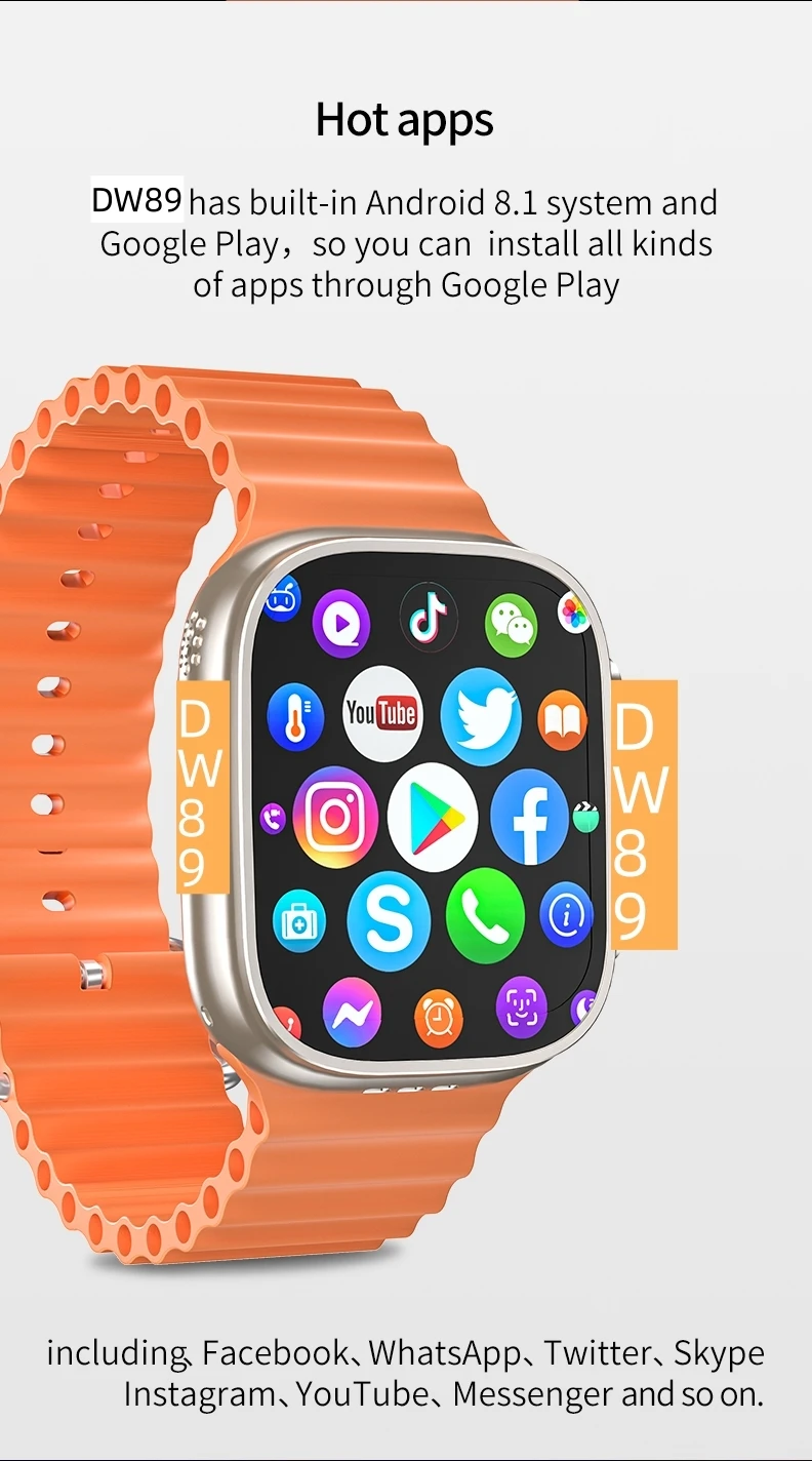 S8 Ultra 4g Full Screen Smartwatch Dw89 Wifi Gps Positioning Android