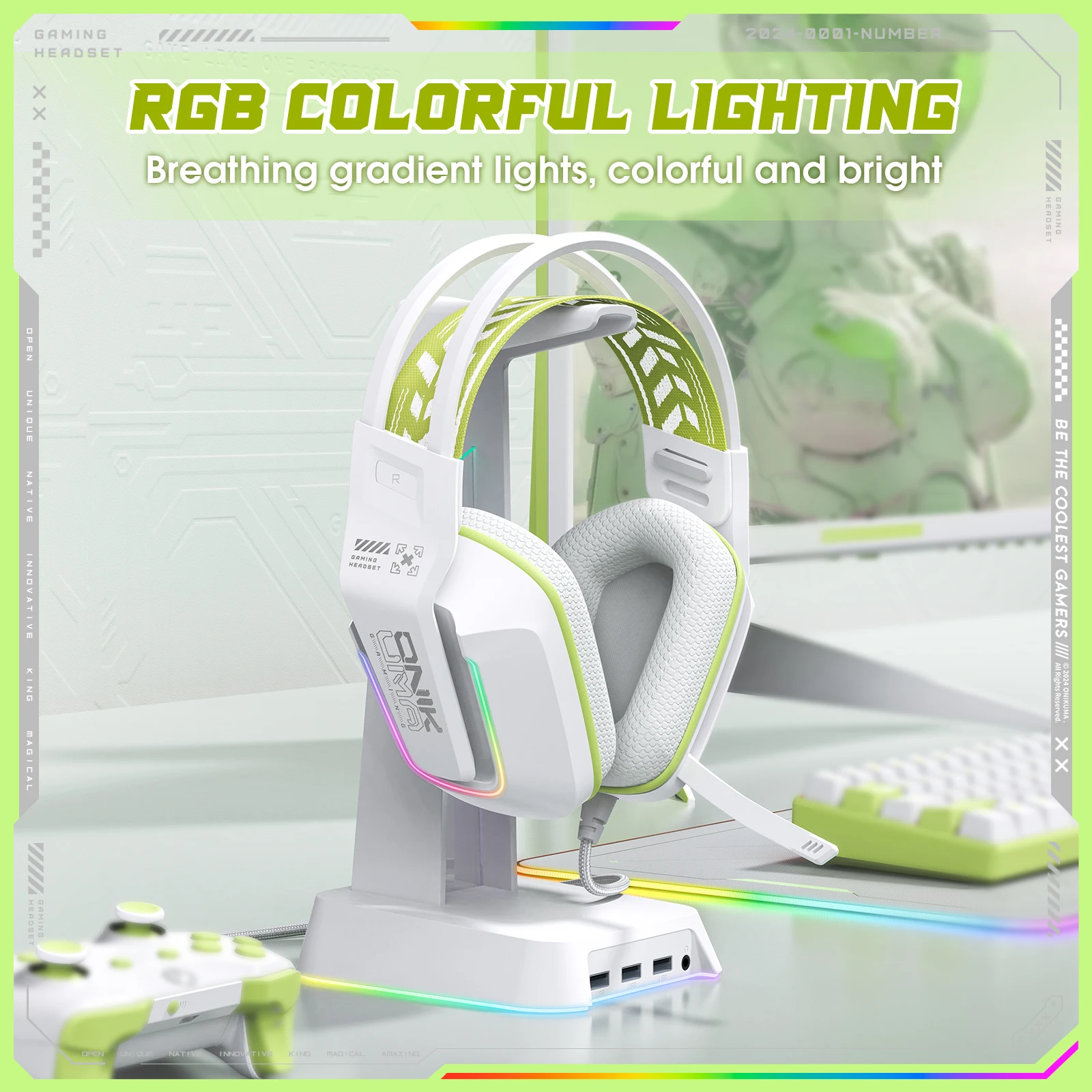 ONIKUMA X13 Gaming Headset - LED Lights & Noise-cancelling