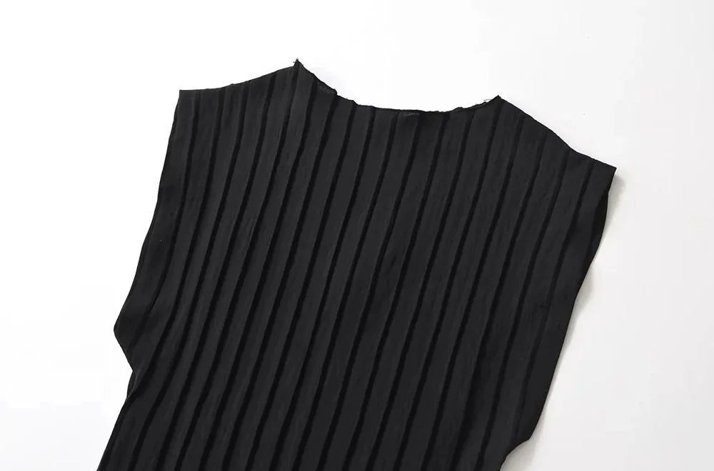 Pleated Asymmetric Halter Tank Tops and Straight Pants for Women Female Two Piece Sets