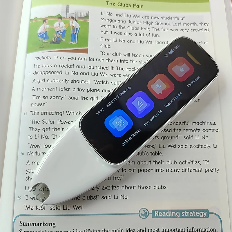 2024 Smart Electronic Book Scanner Pen Portable Scanning Pen Voice Translator Device Speech to Text Reader Translation Pen