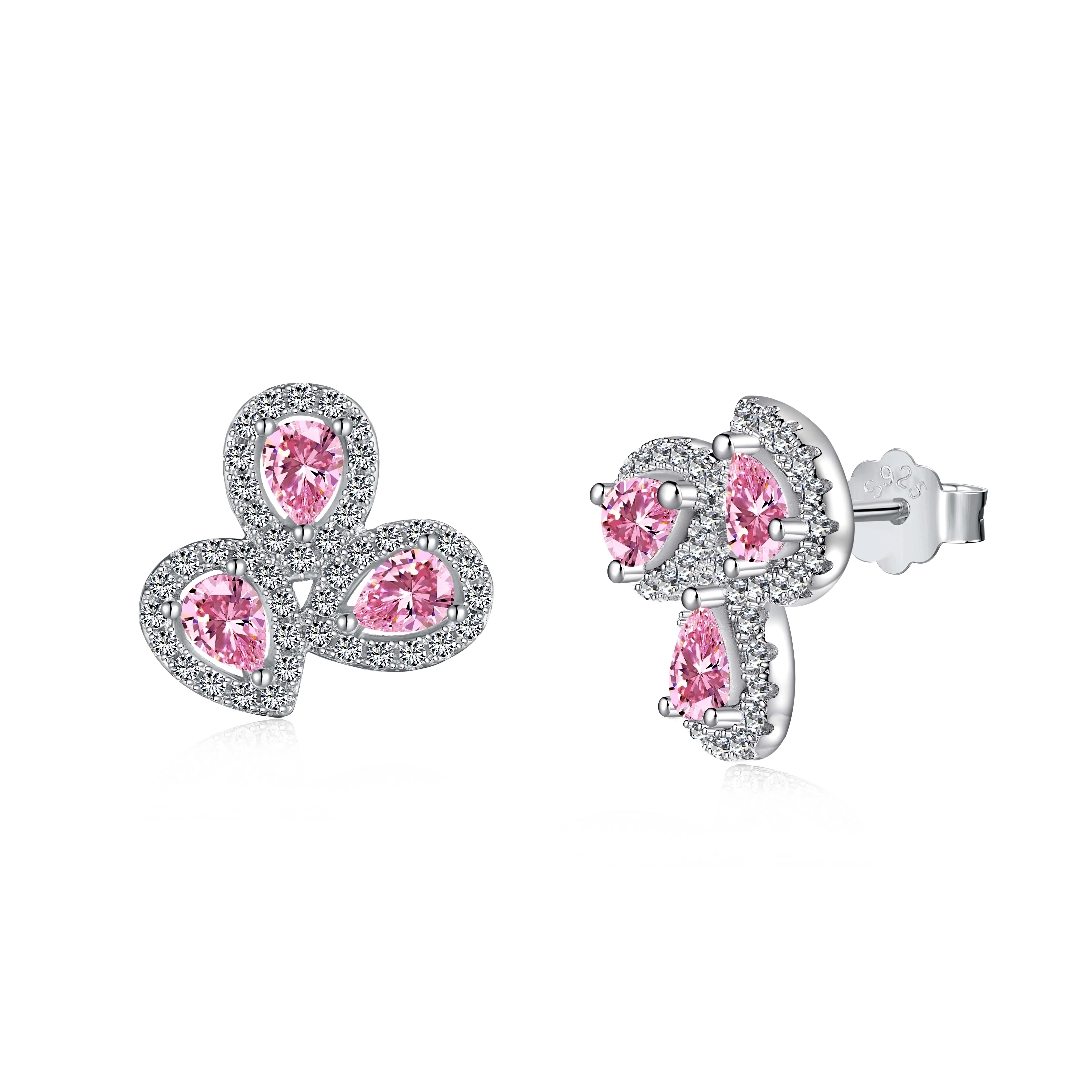 Orecchini a perno in argento 925 con zirconi a forma di fiore