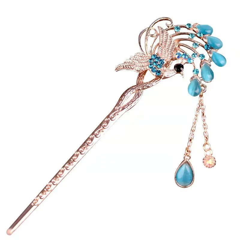 Новинка 2022 модная шпилька для волос в китайском стиле винтажная с листьями гинкго металлические