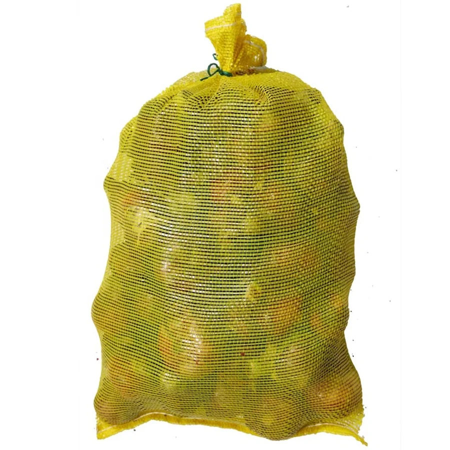 25 kg 50 kg Zwiebel-Kartoffel-Obst-Gemüse-Verpackungsbeutel PE Leno Net Mesh Bag mit Etikett