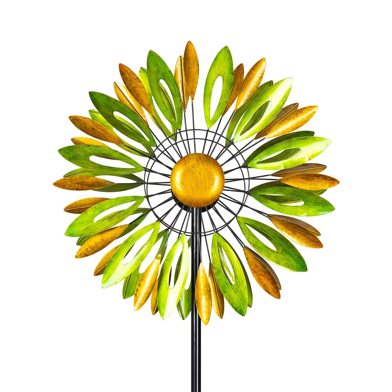 Eye-dazzling Colorful Metal Leaf Wind Spinner Sunflower  Stake  s Customized Color