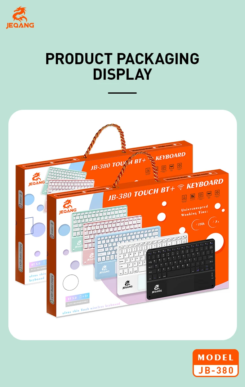 JEQANG JB-380 BT Keyboard with Touchpad Type C Charging Compatible with 3 Systems New Laptop Keyboard