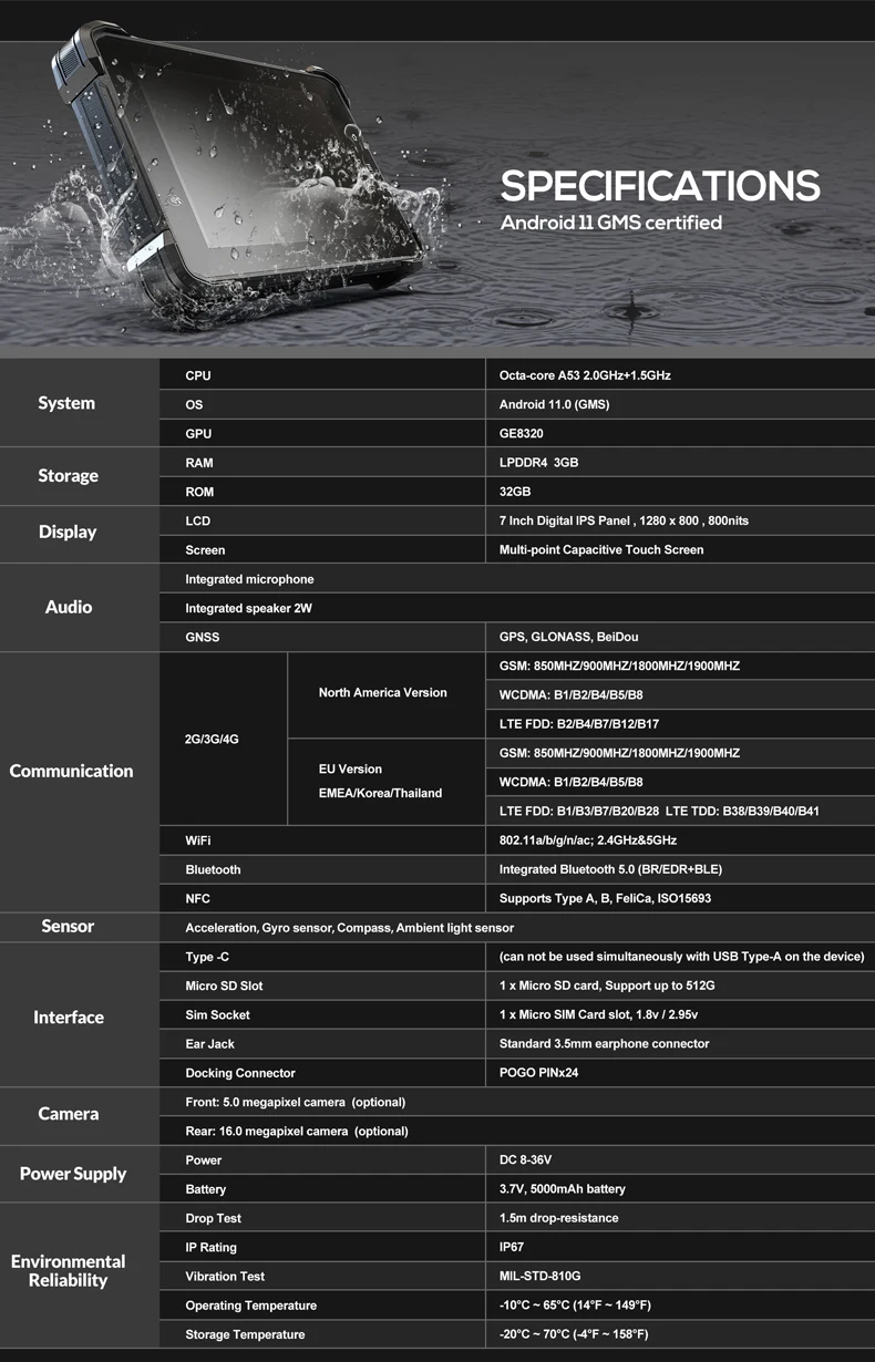 Rugged Industrial Handheld Terminal Tablet Pc Android 4g Lte Gps 7 Inch ...