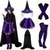 Mantello nero e set viola da 7 pezzi - lunghezza mantello 150 cm