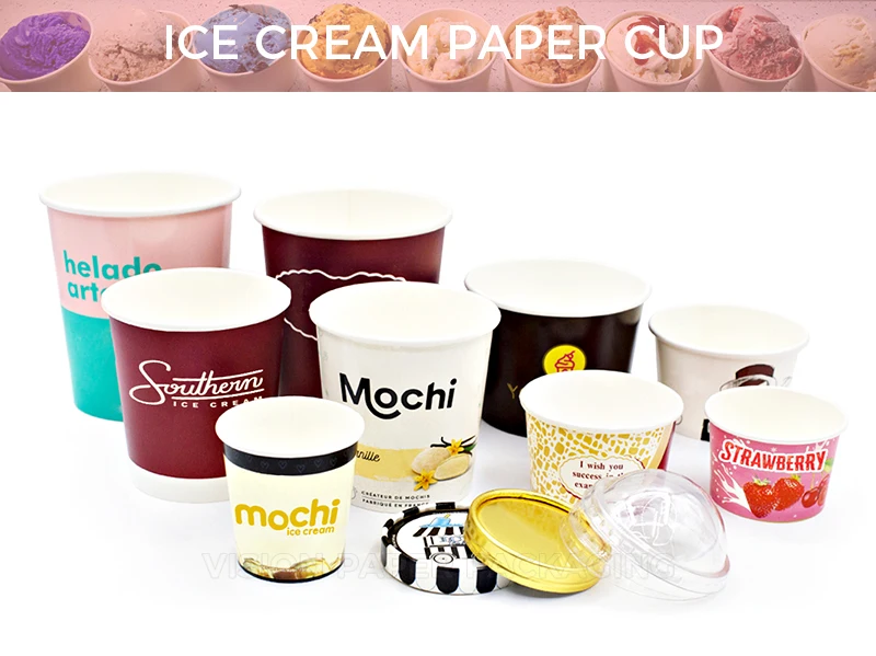 Biodegradable Paper Cups Ice Cream 6 Oz 8 Oz 12 Oz For Cold Food Kraft ...