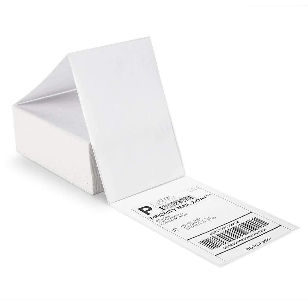 4x6 Direct Thermal Paper Self-Adhesive 100*150 Shipping Sticker Label 500 Pieces Barcode Feature for Thermal Printer