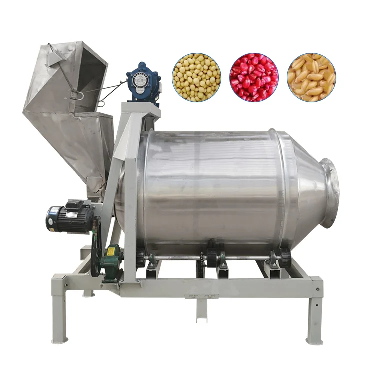 Food Grade Spice Drum Mixing Powder Automatic Snacks Food Rotary Tumbler Drum Seasoning Blender Mixer