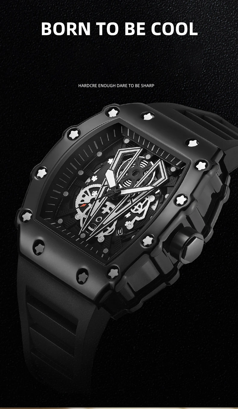 Men's Fashion Hollowed-out Waterproof Luminous Square Watch