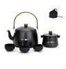 Juego de 5 piezas negro oscuro: tetera de 11 l + juego de té + 3 tazas de té