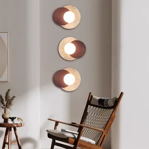 Natural Stone LED Sconce Lamp Creative Circular Design Home Wall Decor Light for Corridor or Apartment