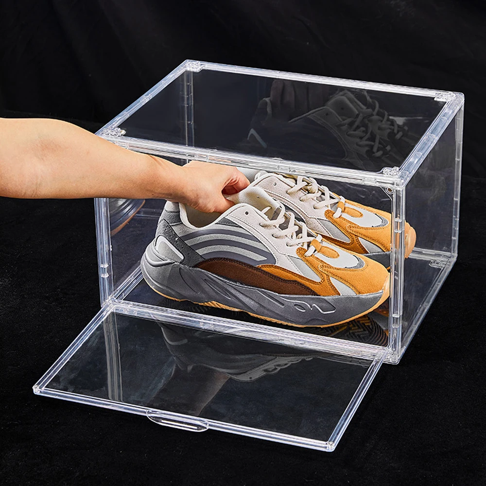 GREENSIDE Classic Transparent Stackable Magnetic Side Opening Large Storage Box Thickened Container for Shoes Toys Side Opening