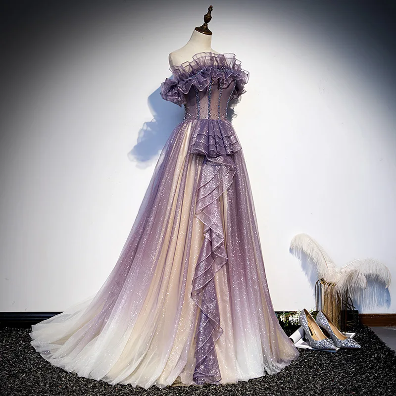 luxury purple dress Luxury Beaded Prom Dresses For Women Crystals Purple Mermaid Modest Formal Occasion Dresses 2024 Vestidos de Graduacion Elegant African Evening