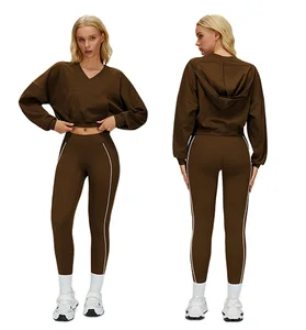 Fitness Clothes 2 Piece Women Gym Yoga Wear Set Long Sleeve Sports Suit Hoodie Yoga Sets
