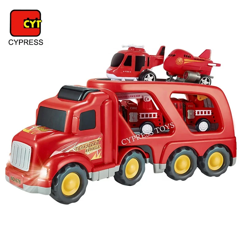 Inertia Powered Engineering Transport Truck Toy Trailer Toy Friction Toys Truck