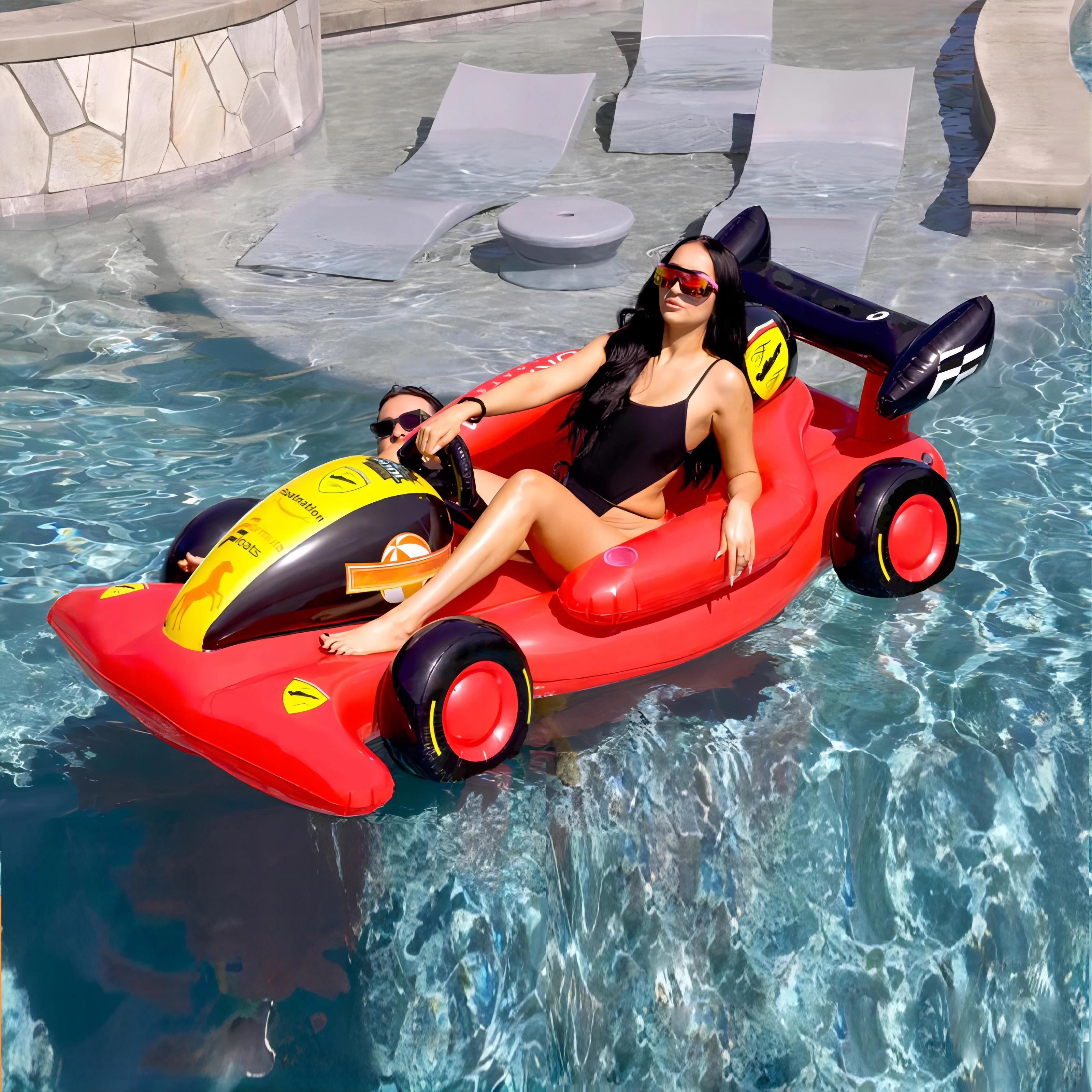 Custom Large PVC Race Car Floating Lounge Summer Swimming Pool Float for Adults for Summer Pool Parties