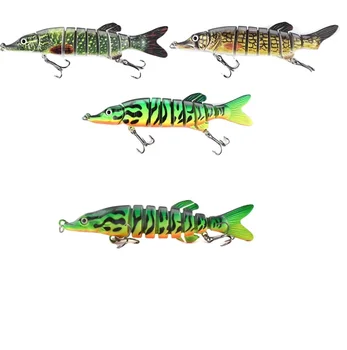 Eight Section Pike Barracuda 130mm Long-Cast Sinking Bait Lure ABS Bass Fishing Gear Hard Printed with Hooks Freshwater – Hard Lure – view 4