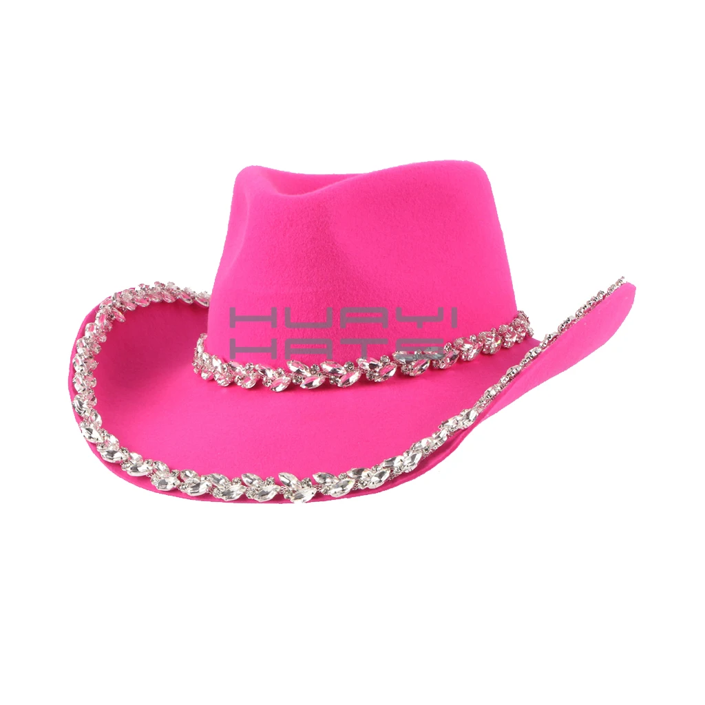 Huayi Hats Fashion Light Up 100 Australia Wool Felt Cowgirl Hats Pink Buy Pink Felt Cowboy 4107