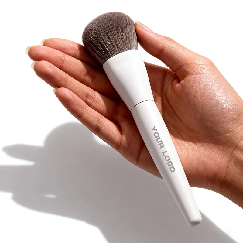 product 6pcs vegan synthetic makeup brush set white wood handle soft and dense bristles suitable for powder blush and eyeshadow-4