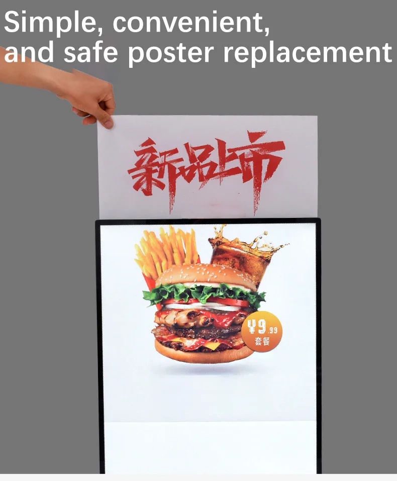 Custom Menu Board Ultra Thin Led Advertising Light Box Aluminum Frame