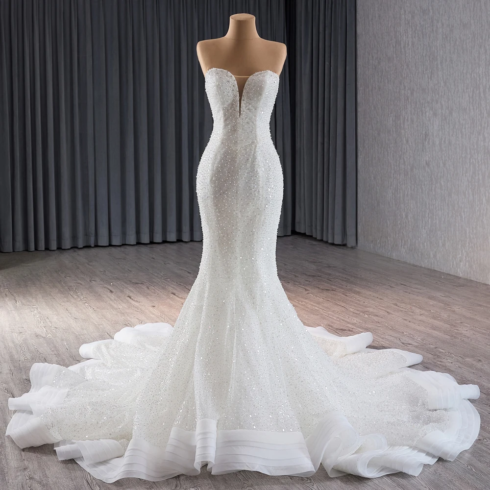 bling wedding dresses Swarovski Crystals Beaded Shiny Wedding Gown with Rhinestone Embroidery High Neck Piece main image 1