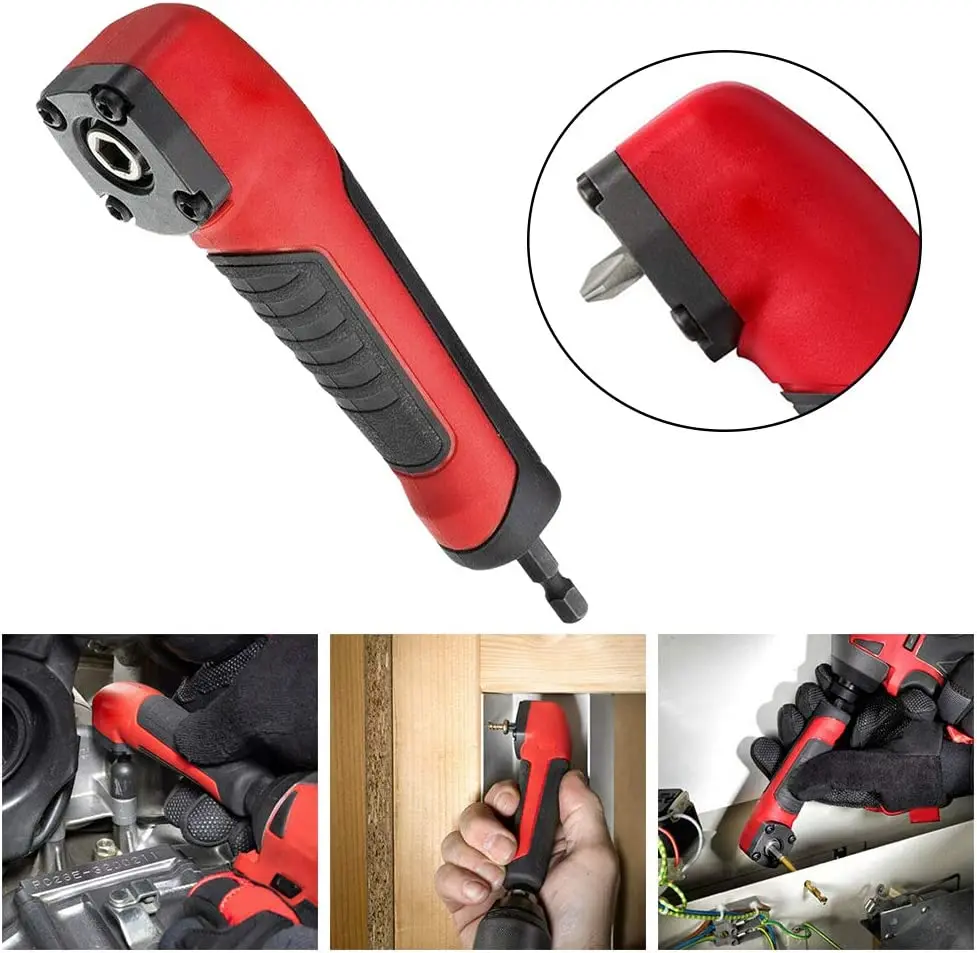 thumbnail image 2 of 90 Degree Right Angle Drill Attachment - Corner Screwdriver Adapter For Tight Spaces, With 10 Bits 2 of 10