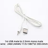 White 1m 2.5mm mono to USB Cable