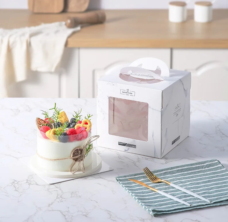 Rectangle Pvc Cake Slice Boxes Quality Assurance White Cardboard Recyclable New Product Popular