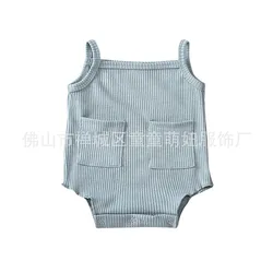 Вязаный комбинезон для маленьких мальчиков и девочек; Мягкий комбинезон для новорожденных; Комбинезон без рукавов; Летний детский комбинезон