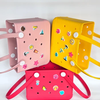 New Design Custom Logo Bitty Bag Fashionable Summer Beach Waterproof EVA Rubber Handbags Casual Tote for Small