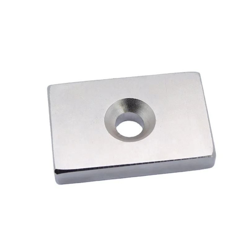 N52 Rare Earth Rectangular Neodymium Magnet with Countersunk Hole