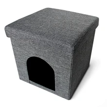 House Linen Fabric Ottoman Foldable Dog House Pet Ottoman House Seat Footstool