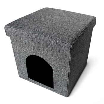House Linen Fabric Ottoman Foldable Dog House Pet Ottoman House Seat Footstool