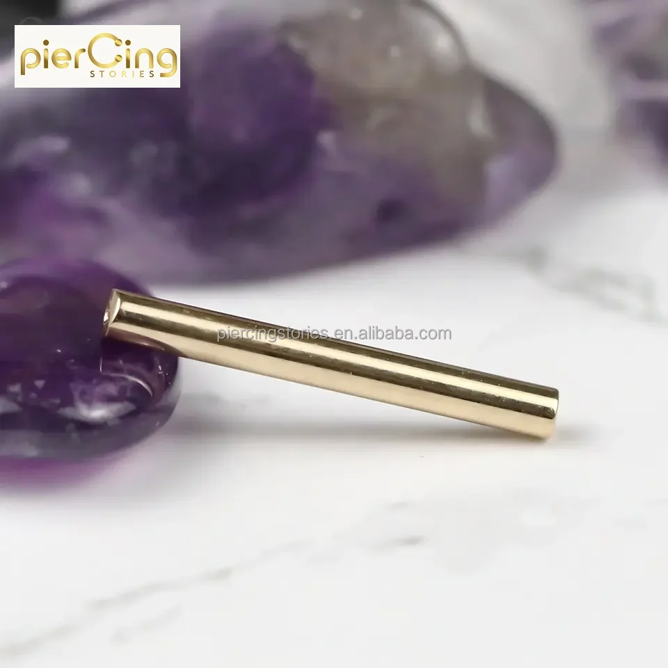 Piercing Stories 14k Solid Gold Threadless Nipple Bar Body Piercing