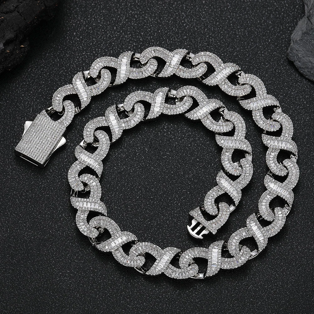 GGG Chain - NUOYA 15mm Iced Baguetter Diamond Cuban Link Necklace