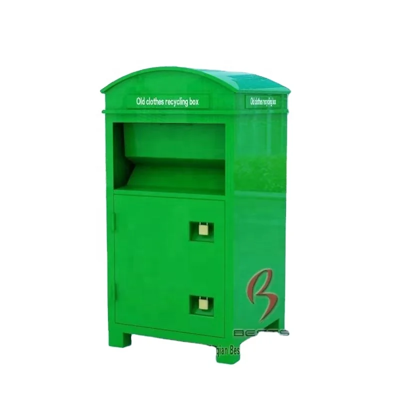 Stocked cheap donation bin clothing recycle and lock metal donation bin