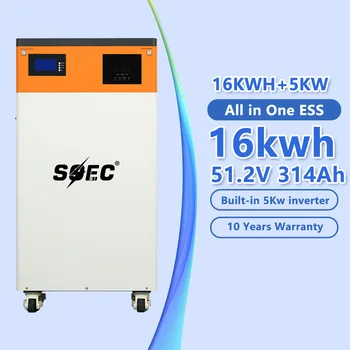 SOEC 16kwh All in One ESS Solar 314Ah 300Ah LiFePO4 Battery Built in 5kw Inverter Off Grid Home Energy Storage Battery